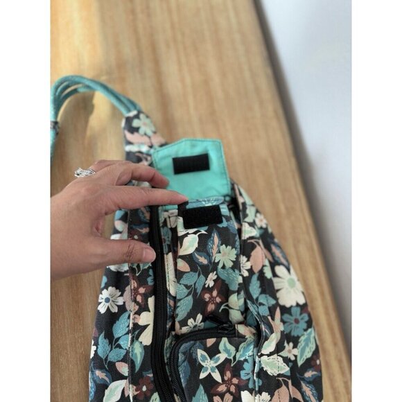 Kavu Floral Crossbody Bag - Teal and Brown - Picture 9 of 15